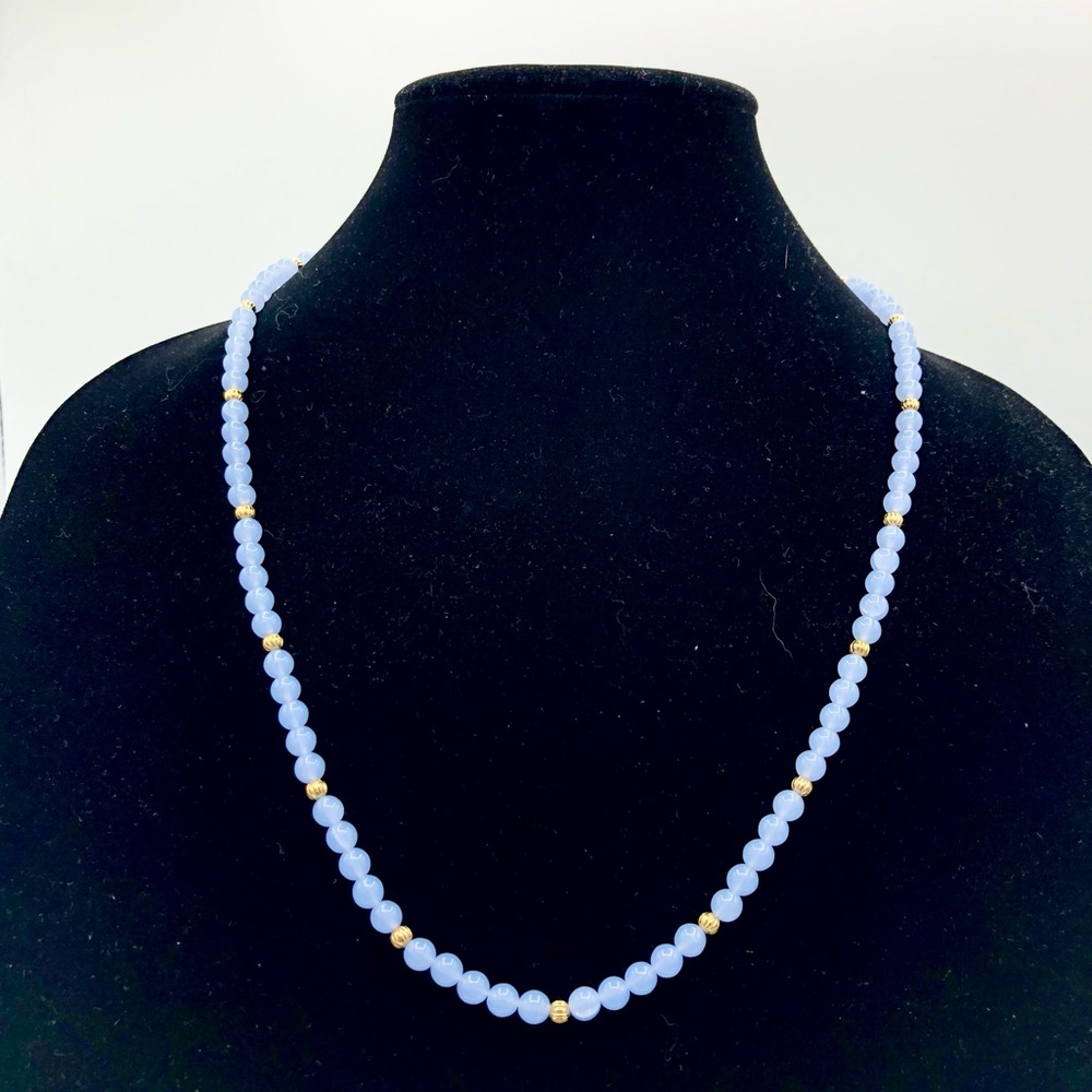 VTG baby blue gold beaded princess necklace